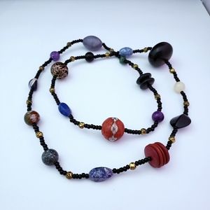Vintage cinnabar cloisonne bohemian necklace